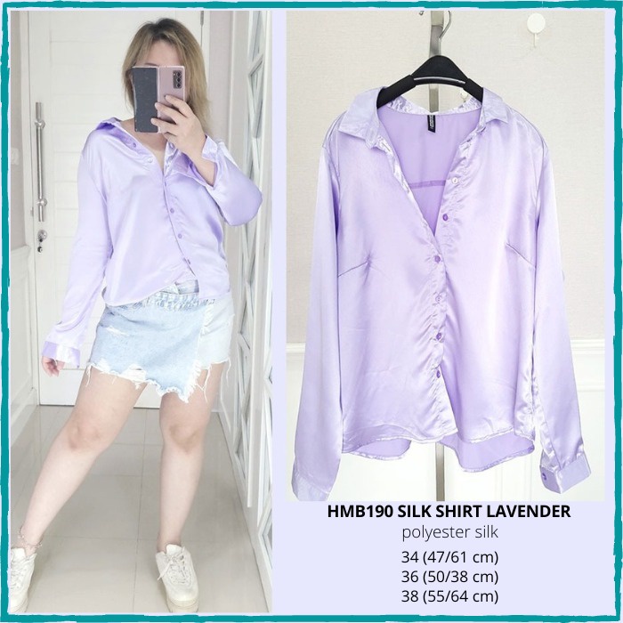 Kemeja Branded Wanita - H&M 190 SILK SHIRT LAVENDER