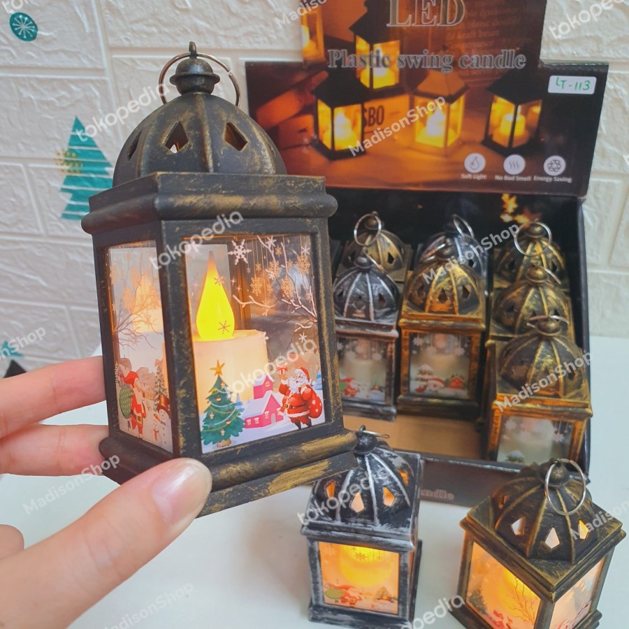 Lentera Natal Lilin LED Portable Dekorasi Kado Natal Murah Souvenir