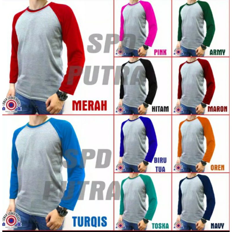 KAOS REGLAN LENGAN PANJANG COWOK CEWEK UNISEX warna dasar abu/KAOS POLOS LENGAN PANJANG/KAOS PANJANG