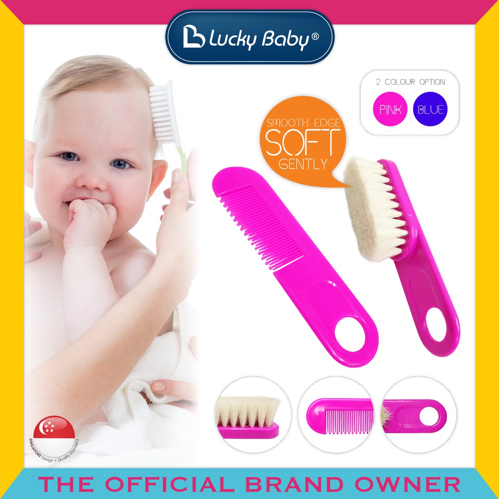 Lucky Baby Neety Brush &amp; Comb Set Blue Sisir dan sikat kepala Bayi