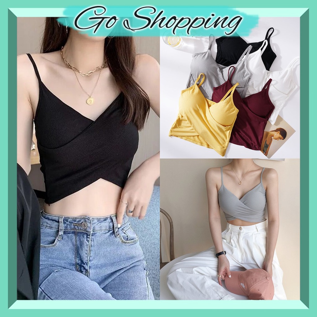 GO!BR616 TankTop Bra With Cup Korean Style Silang Bahan Katun sexy pakaian dalam wanita Import