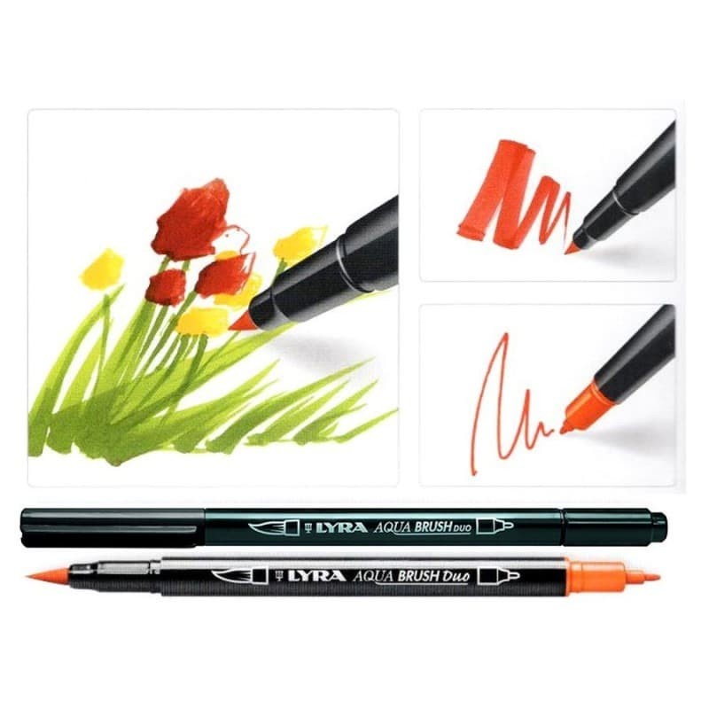 

brush pen lyra/ brush pen 2 in 1/ brush pen warna-warni/ brush pen pelukis/ brush pen murah/ lyra aqua brush duo