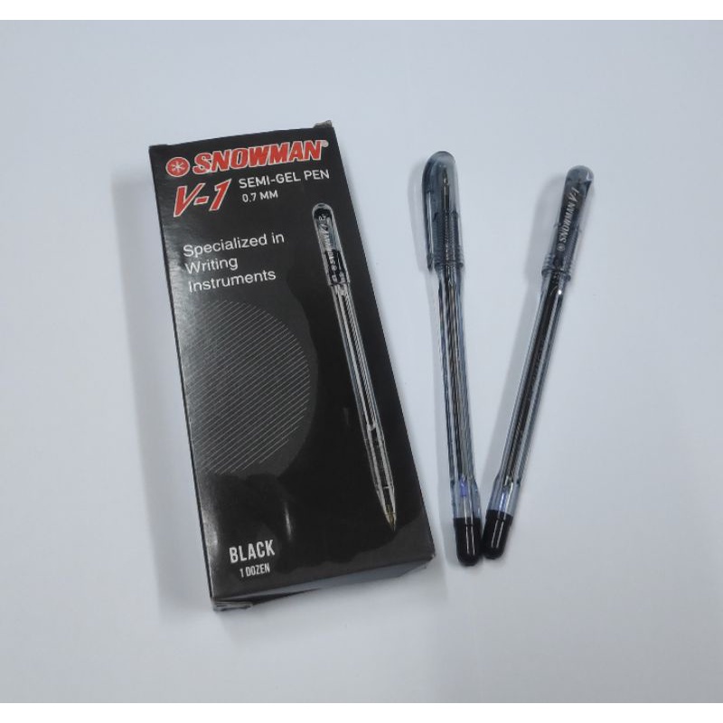 

(12pc) Bolpen Pulpen Bolpoin Snowman V1 Gel Pen 0.7 mm hitam