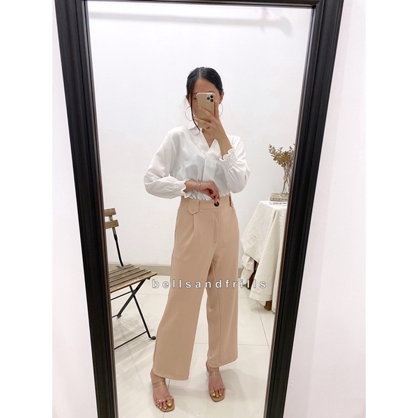 RENA Pants Knit Kancing Formal Kulot / Kulot Korea Casual / Loose Pants Wanita 1017