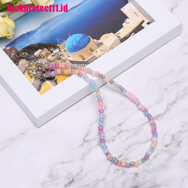 Kalung Choker Rantai Manik-Manik Warna-Warni Gaya Boho Untuk Wanita