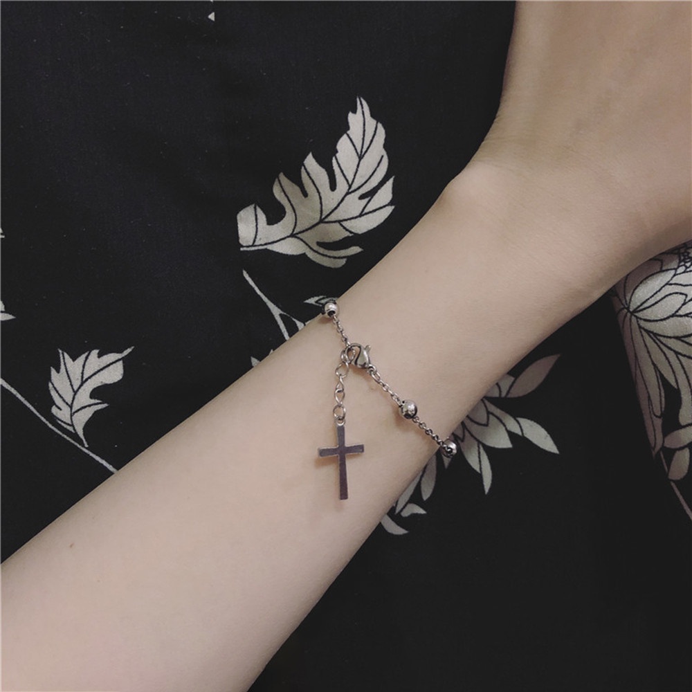 【COD Tangding】Korea Park Same Bracelet Classic Cross Tassel Round Beads Adjustable Men Women Couple Bracelet