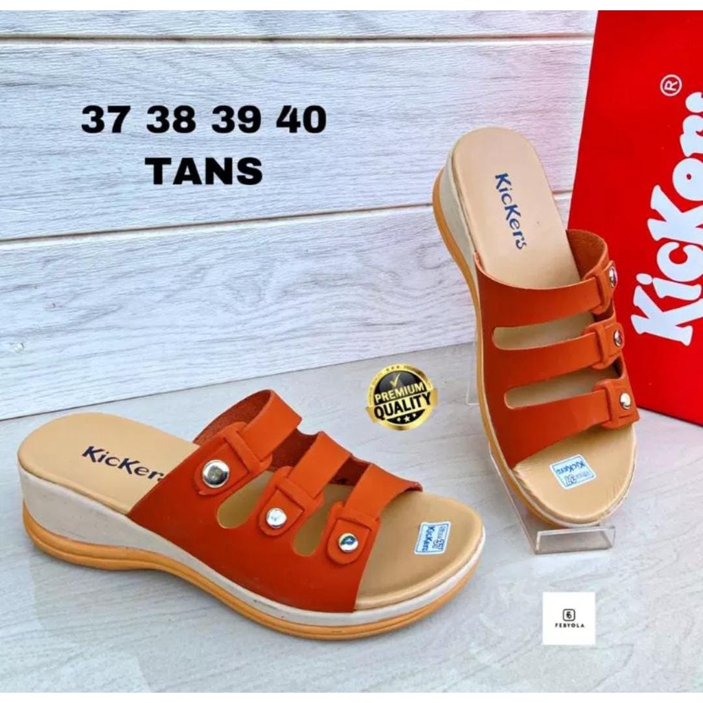 Sandal Wedges Wanita Kickers Sandal Kekinian (WEDGES BAN 3 KICKERS)