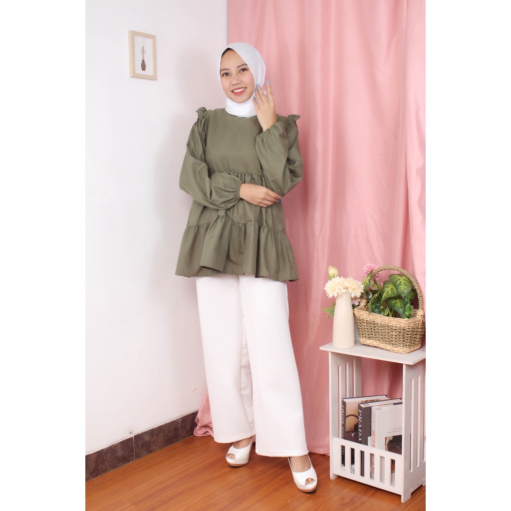 Tq88indonesia Baju Blouse Rempel / Annaya Blouse / Baju Atasan Wanita / Blus Terbaru / Ootd Terbaru / Outfit Citayam Kekinian