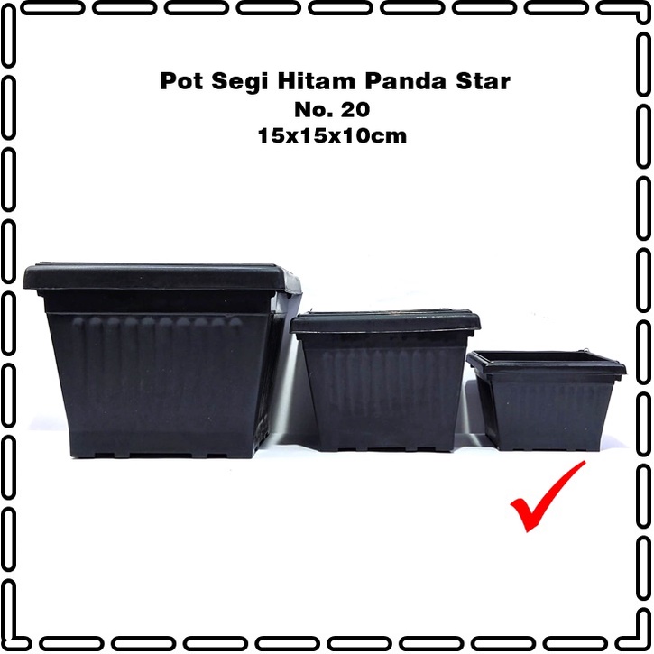 RML764B Pot Tanaman Segi 20 Bata/Hitam Panda Star