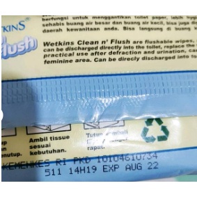 Wetkins Clean &amp; Flush Wet Wipes Tisue Basah Isi 10  &amp; 72 Lembar