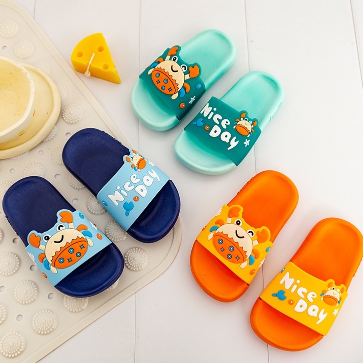 JOS0065 Sandal Anak Selop Motif Kepiting / Sendal Karakter Anak Lucu