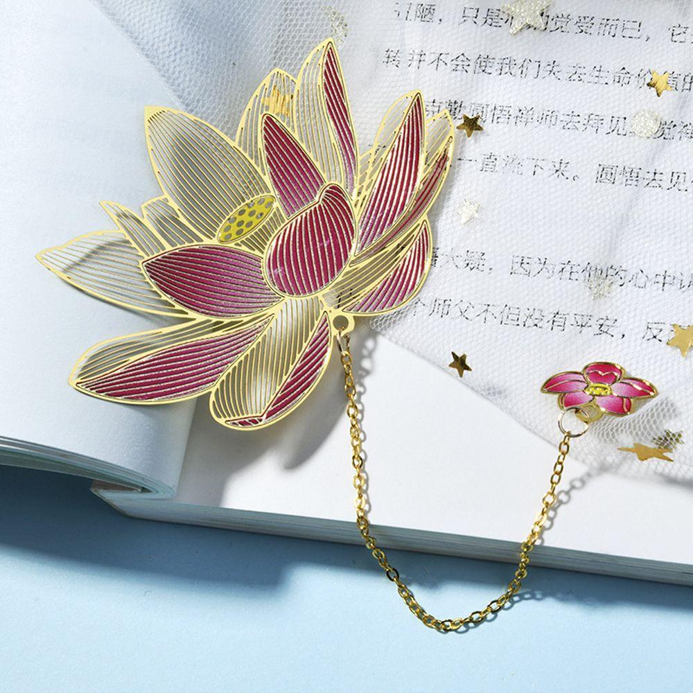 Bookmark Daun Agustina Hadiah Kreatif Klip Halaman Bunga Lotus Bunga Mawar Aprikot Daun Gaya Cina Berongga Bookmark