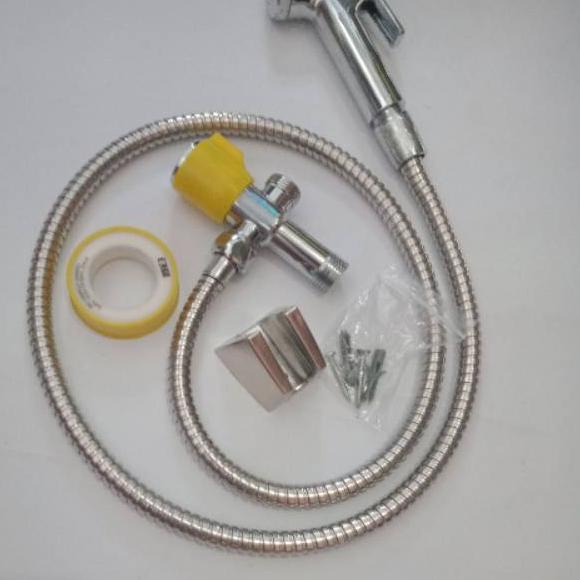 ❋ Paket jet shower bidet chrome+stop kran tee long/jet shower cebok ℮