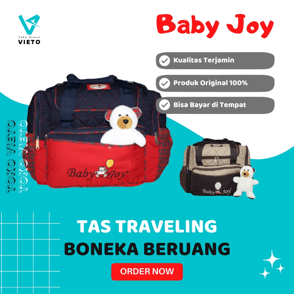 Tas Selempang Jinjing Perlengkapan Travelling Anak Bayi Baby Joy Besar + Boneka Beruang Untuk Wadah 