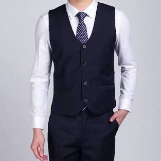 Vest rompi jas pria warna navy biru dongker ready stok