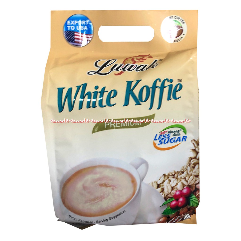 Luwak White Koffie Premium Less Sugar 18sachet Kopi Instan Kopi Luwak Putih White Coffee Loewak