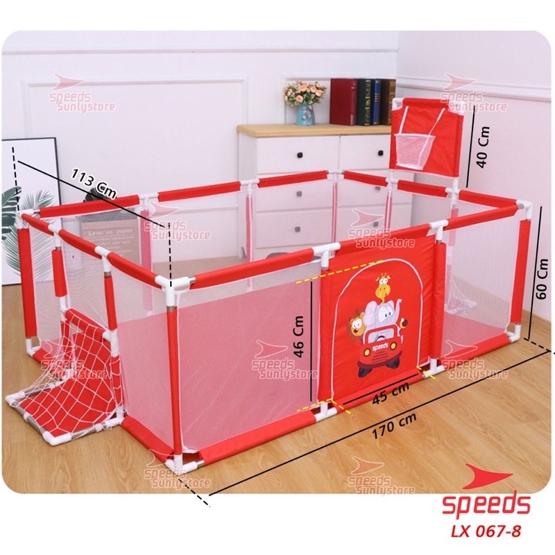 Playpen Pool Balls Pagar Kolam Anak / Bayi Pagar Anak Playpen Anak Keselamatan Barrier 067-8-merah