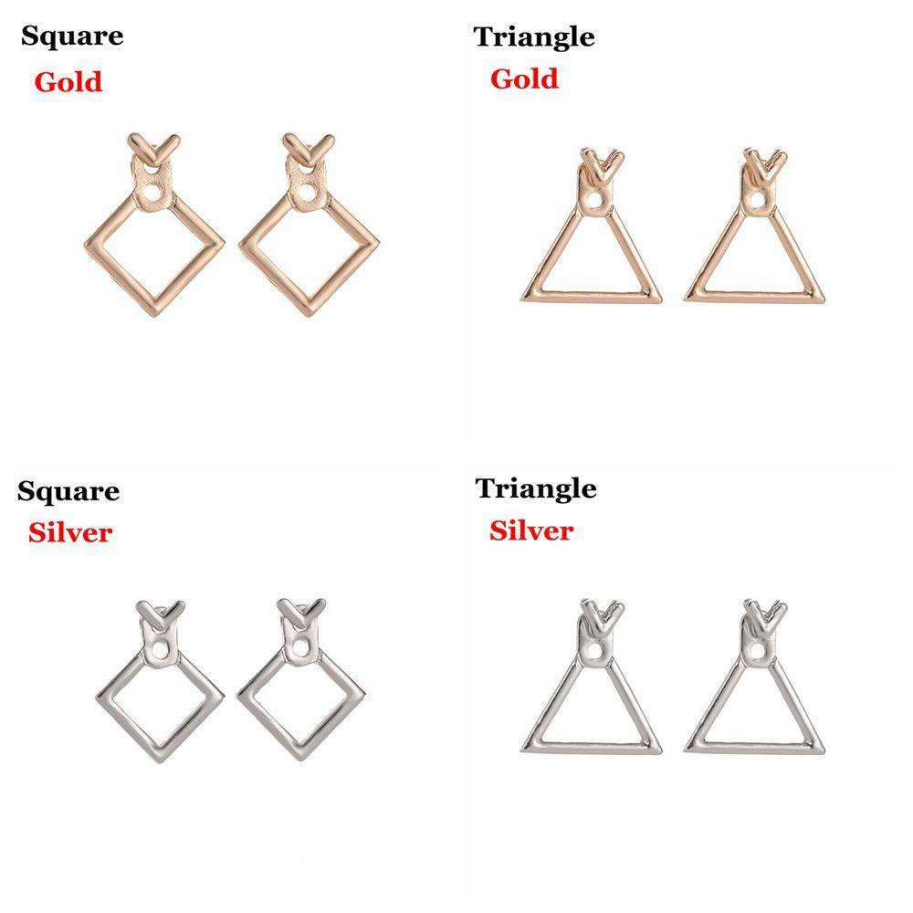 R-flower Geometric Earrings Chic Fashion Desain Unik Segitiga Menjuntai Drop