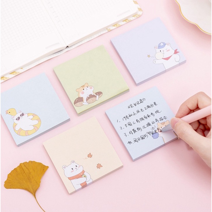 J2 - Sticky Notes Hamster Beruang Bear Lucu Memo Unik Note-5