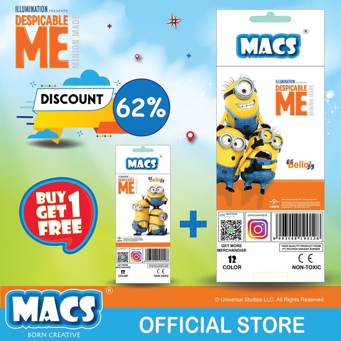 

WARNAPENSIL- DESPICABLE ME - MINION (12 COLORS) BUY 1 GET 1 FREE -PENSIL WARNA