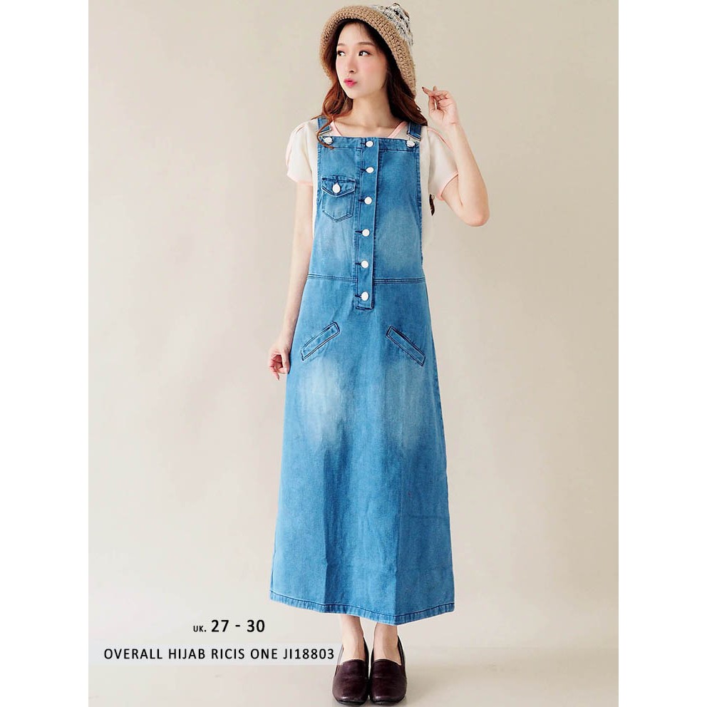 (BARU) Overall Maxi Dress Gamis - .Overall Hijab Ricis ONE JI18803 Ancien Store