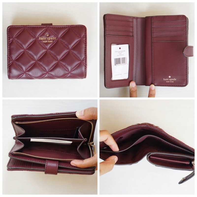 natalia medium compact bifold wallet cherry wood