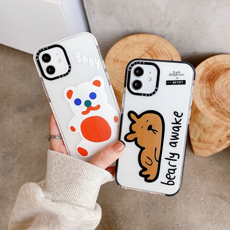 Casing Soft Case Motif Kartun Beruang Untuk iPhone 11 / 12 / 13 Pro Max / 7 / 8 + / X / XR / Xs Max