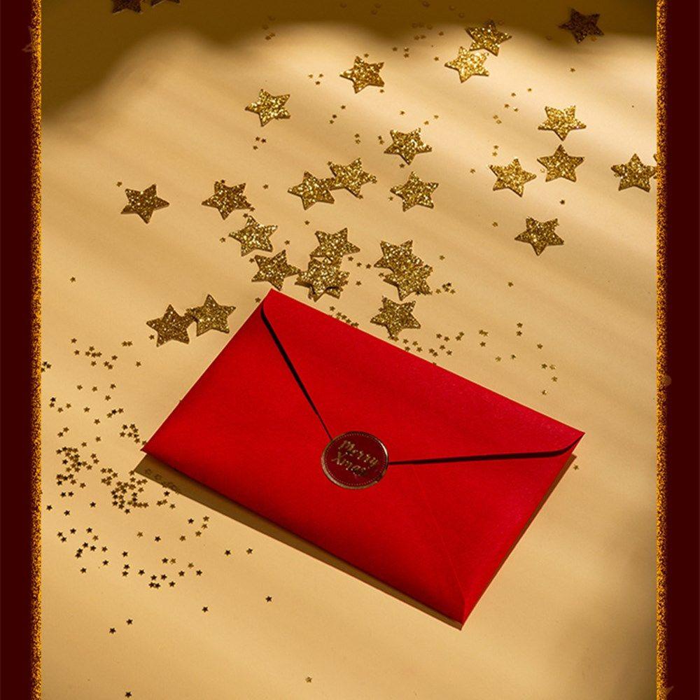 Kartu Ucapan Natal SOLIGHTER Kartu Bronzing Tahun Baru Dengan Amplop Wishing Message Card