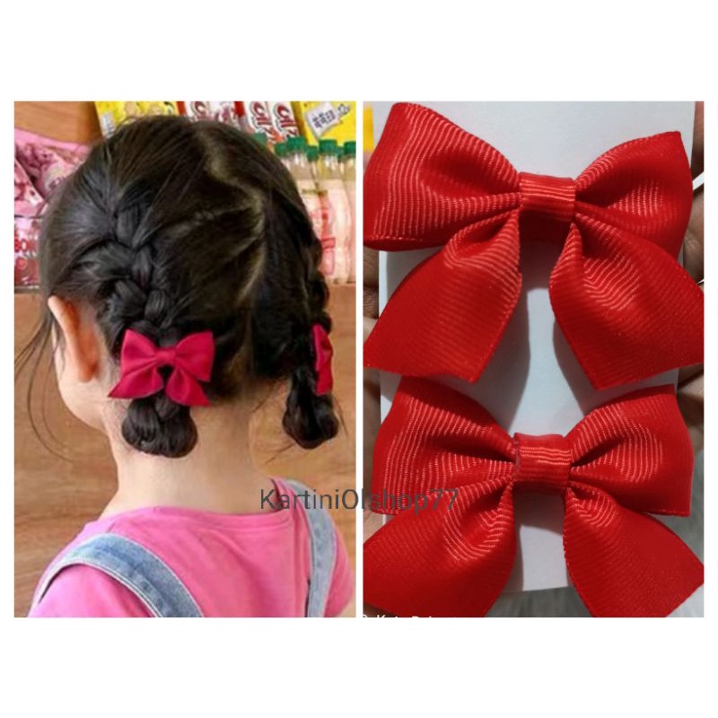 Jepit Rambut Anak 2Pcs warna polos //Jepit Model Pita Princess