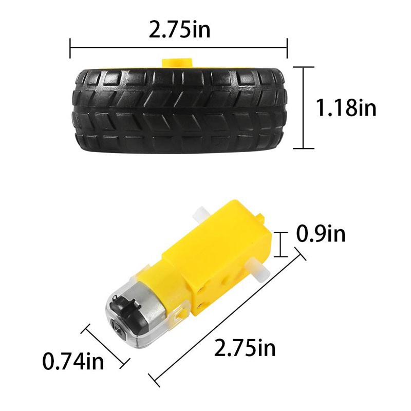 Motor DC Gearbox Gear Box Kuning + Roda Untuk Mobil Smart Car Arduino