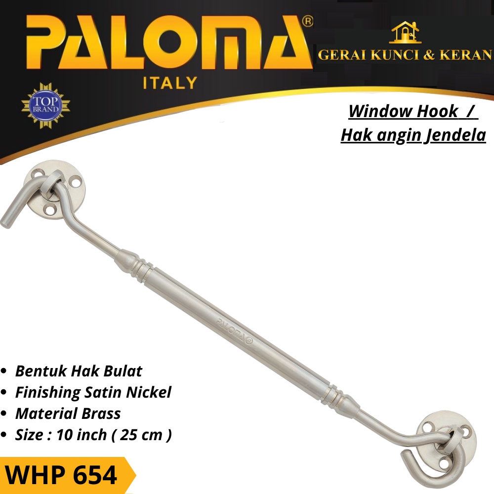 HAK ANGIN PENAHAN JENDELA WHP 654 BRASS 10&quot; INCH 25CM SN WINDOW HOOK CANTOLAN