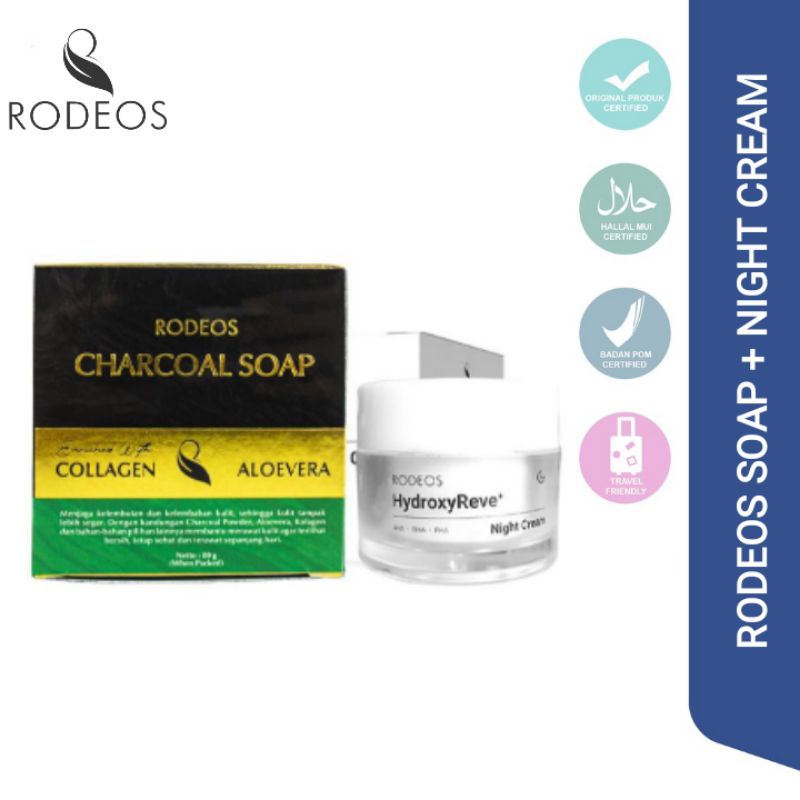 Rodeos Charcoal Soap + HydroxyReve+ Night Cream 100 Gram
