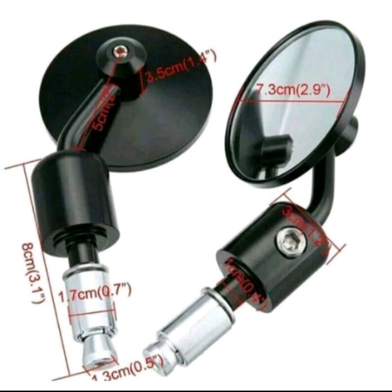 Spion Jalu Bulat Full Cnc Oberon - Bar End Mirror Full Cnc Oberon Vespa Universal motor ori Rizoma