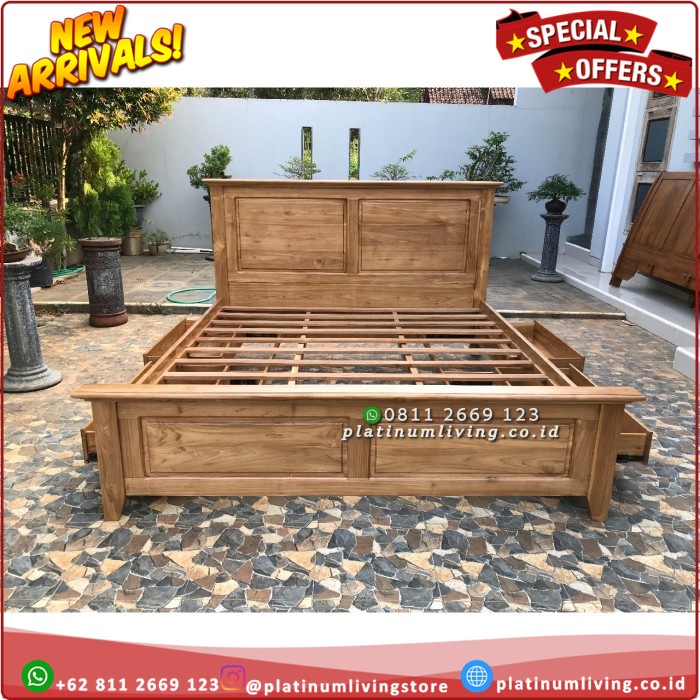 Tempat Tidur Jati 180x200 Laci 4, Dipan Jati Laci, Divan Jati Jepara Platinumliving Furniture Indone