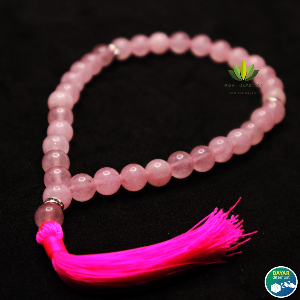 Tasbih Batu Rose Quartz Pink Natural 33 Butir