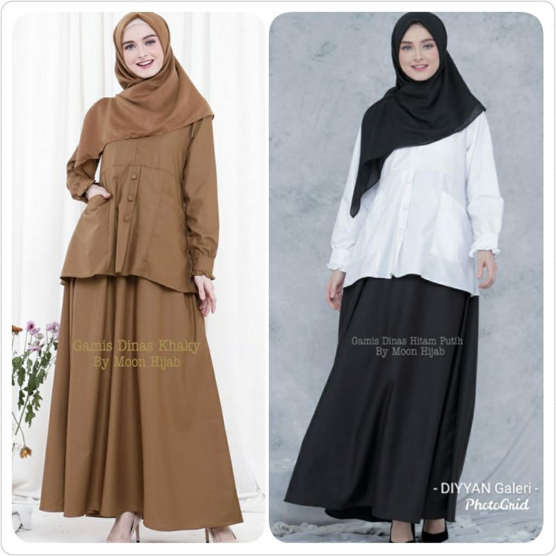 Gamis Dinas Khaki Pemda PNS  & Hitam Putih By Moon Hijab