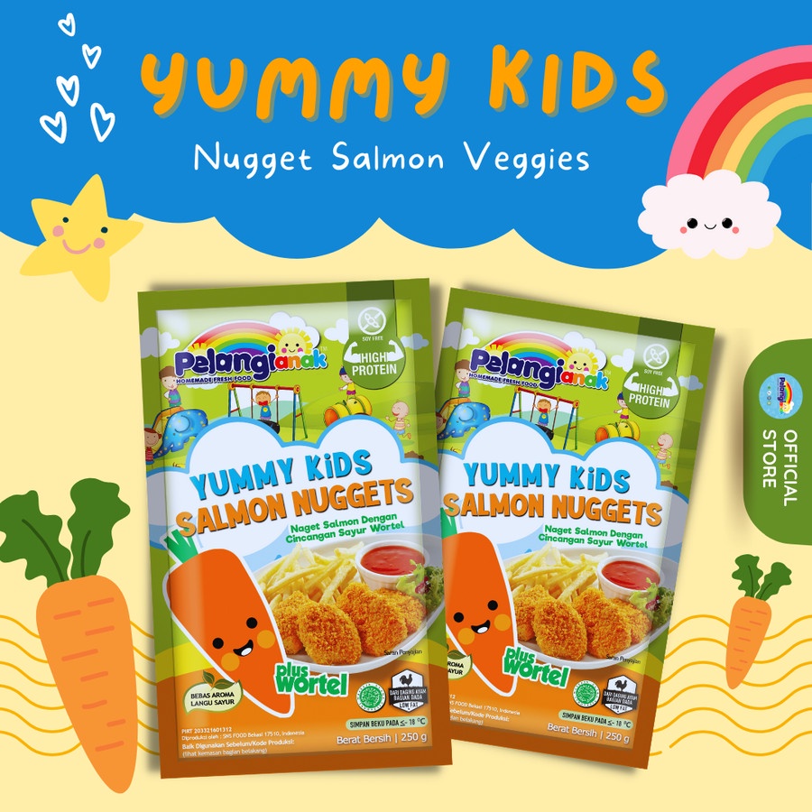 

Pelangi YUMMY KIDS Nugget Salmon Plus Wortel Halal Non MSG & Non Pengawet