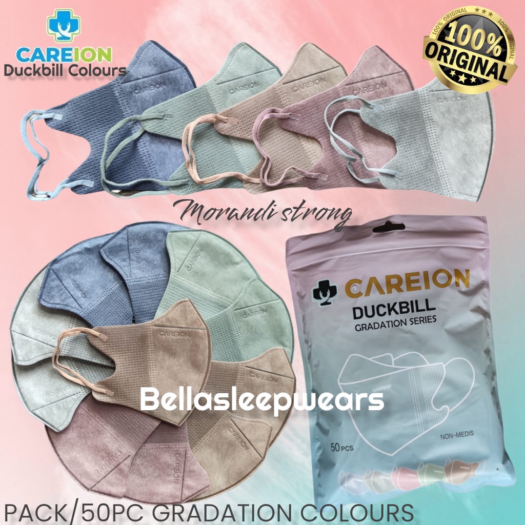 DB CAREION 4PLY GRADASI PASTEL MIX SHRIMPOWDER SHRIMPINK MATCHA - MASKER DUCKBILL CAREION 4PLY GRADATION MIX TERBARU