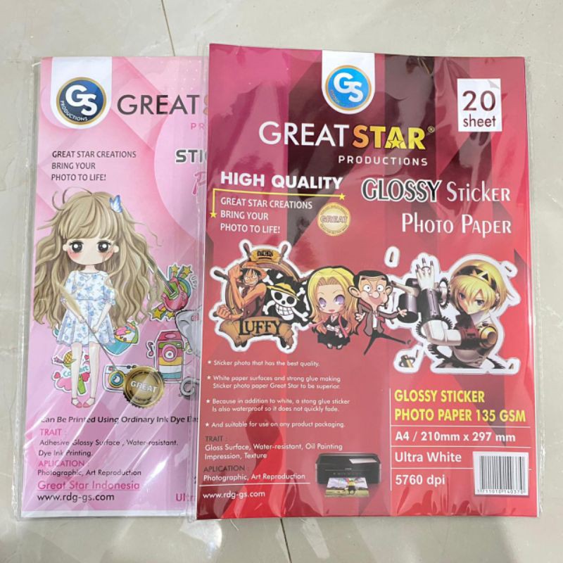 KERTAS STICKER GLOSSY GREAT STAR