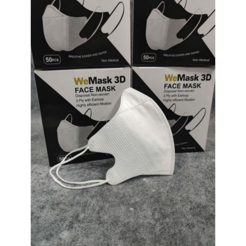 MASKER DUCKBILL WEMASK 3PLY GARIS PUTIH & HITAM - FACE MASK