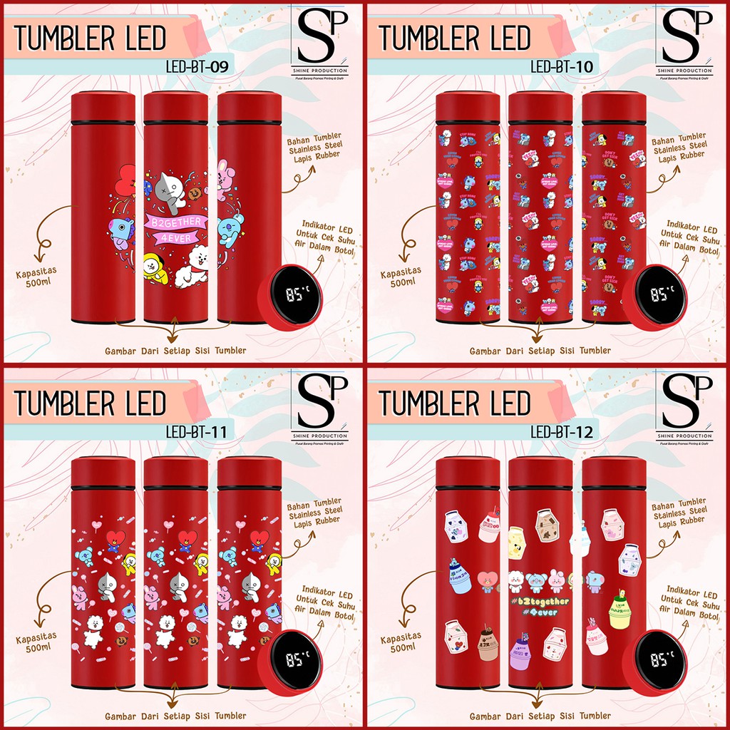 Tumbler BT21 with Indicator LED Botol Minum LED BT21