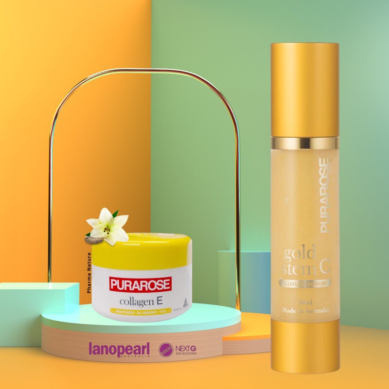 ORIGINAL PURAROSE GOLD STEM C LUXURY SERUM WITH PURAROSE COLLAGEN E CREAM BY LANOPEARL ()