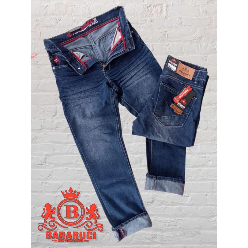 Celana Jeans Panjang Standar Reguller Ringkel Original Bararuci Pemium Size 28 Sampai 33 Model Kekinian