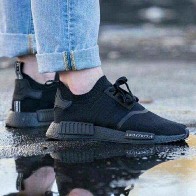 Adidas NMD R1 Primeknit " Japan Fullblack " .