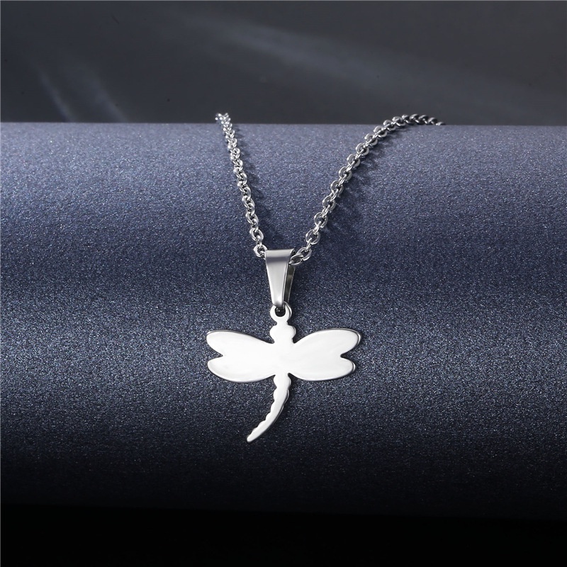 Eropa dan Amerika perhiasan populer kalung titanium steel dragonfly liontin stainless steel anak per