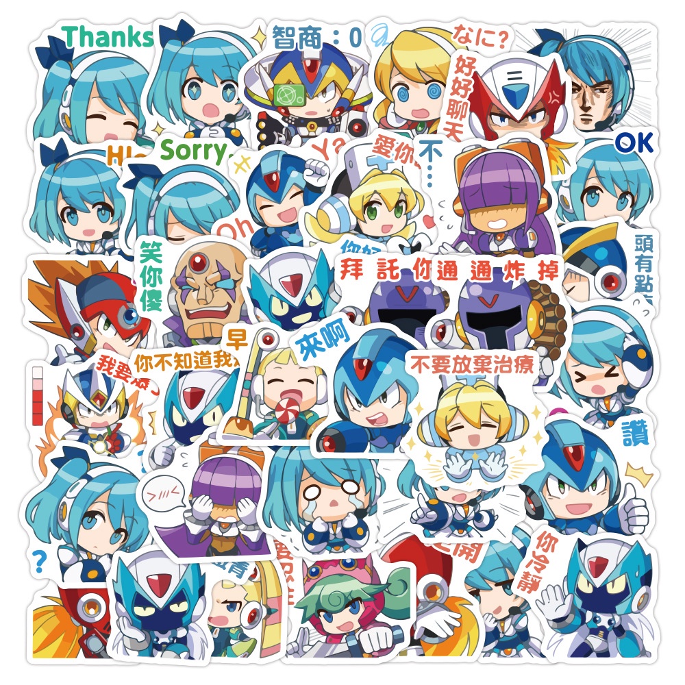 Rockman stiker anti-berantakan Hunter x air Piala dekoratif Jurnal bahan permainan kartun ponsel cas