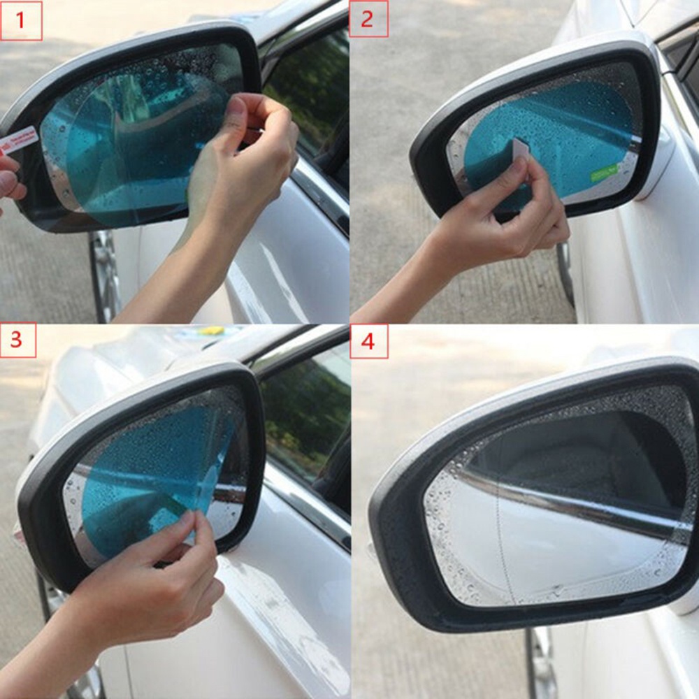 2pcs Car Mirror Window Clear Film Rainproof Anti fog Waterproof Rearview Mirror Film Car Sticker