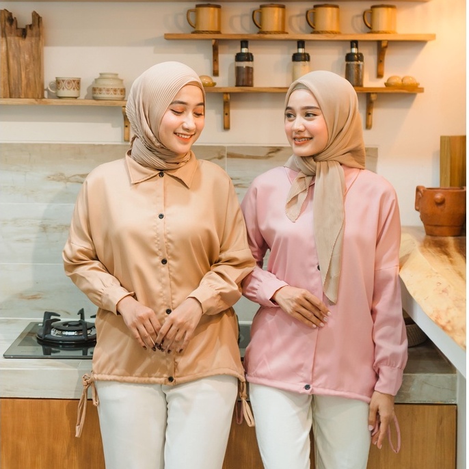 (MGA) KEMEJA ATASAN BLOUSE BECKA KERUT DAILY SHIRT OVERSIZE JUMBO