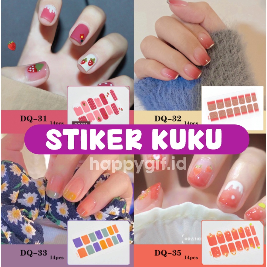 DQ Series Premium Nail Art Sticker 14 Pcs Stiker Kuku Part 2 KU030