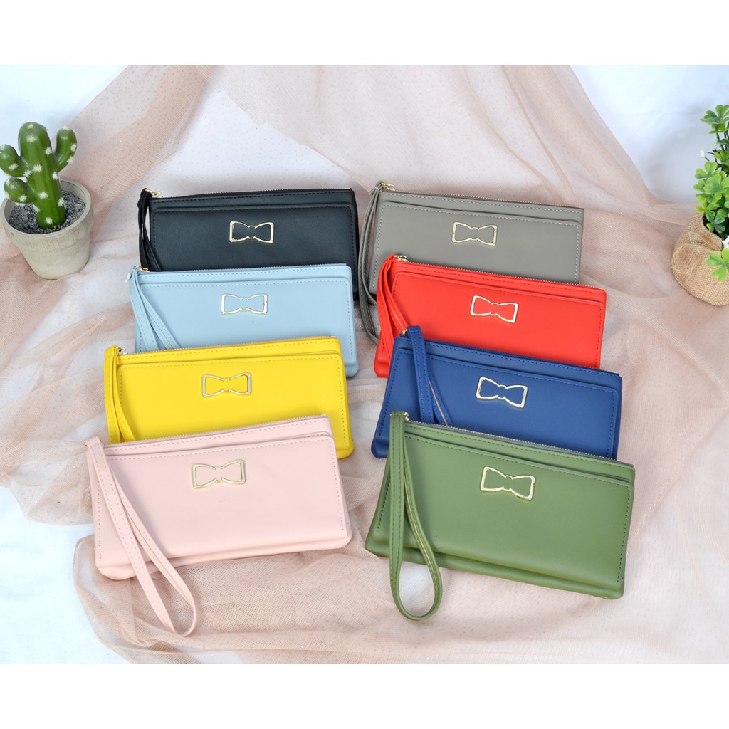 Dompet lipat wanita panjang import no local variasi pita TM-302-A